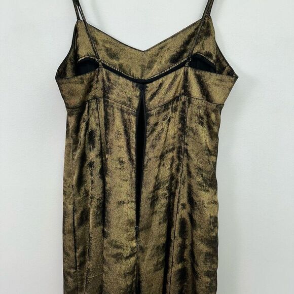 Anthropologie Women’s Erika Metallic Satin Burnout Spaghetti Strap Wide Leg Jump - Picture 11 of 12